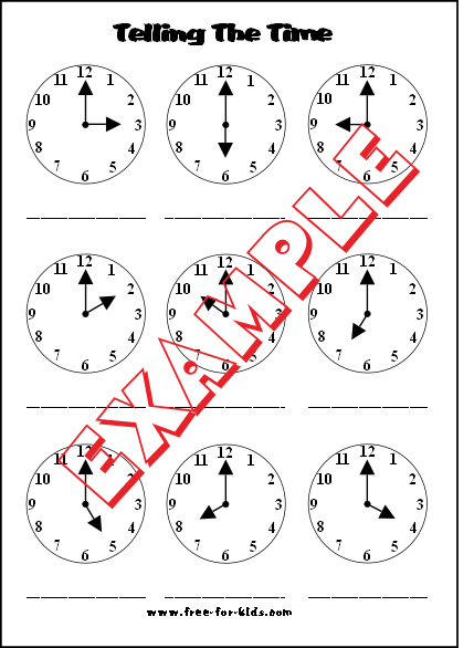 Telling the Time Whole Hours Worksheet